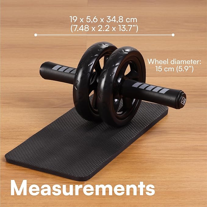 H&S Ab Roller Wheel For Abs Workout - Abdominal Core Exercise Equipment With Extra Thick Knee Pad Mat - w/Dual Glide Wheels - Abs Roller Wheel Home Workout - Abs Exercise Equipment