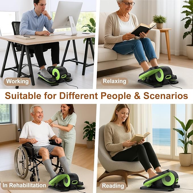 VIVURN® 028 Under Desk Elliptical 12 Speed 5 Modes Motorized Leg Exerciser While Sitting for Seniors As Seen on TV Low Impact Electric Pedal Exerciser with Non-Slip Mat Quiet for Home and Office