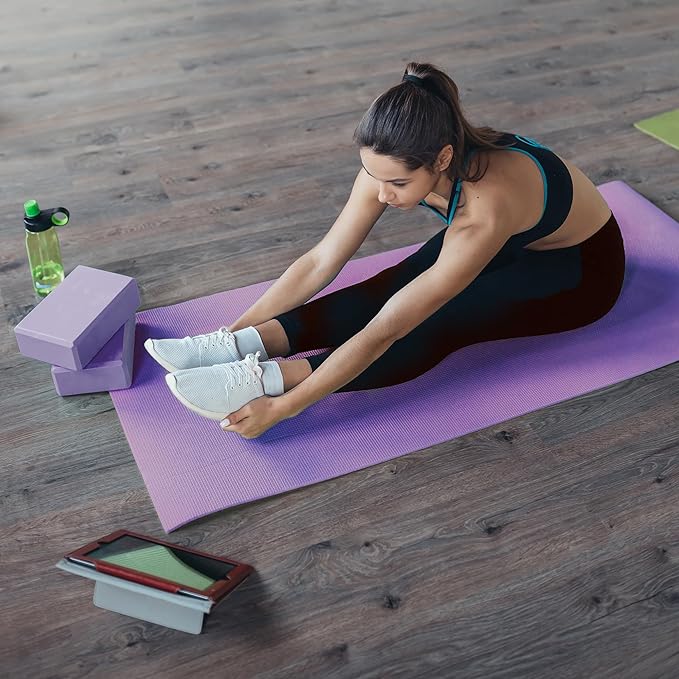 BalanceFrom 7-Piece Yoga Set with 71x24x0.5 Inches Extra Thick Mat and Carrying Sling – Includes 2 Blocks, Stretch Strap, 2 Towels, and Knee Pad for Home, Studio, and Gym Workouts