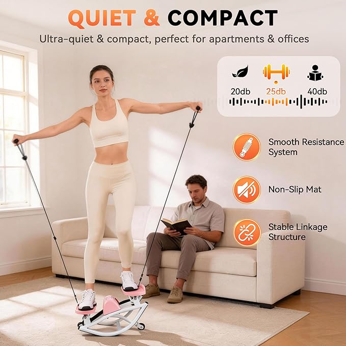 Gannyfer Rock Stepper with Digital Display, Side to Side Lateral Stepper Machine with Resistance Bands for Home Workout, Low-Impact Fitness Equipment for Legs, Glutes & Core