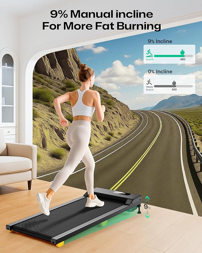 UREVO Walking Pad with Incline, Portable Under Desk Treadmill, 2.5 HP Walking Treadmill Pad for Home and Office, Walking Jogging Running Machine with Remote Control and LED Display