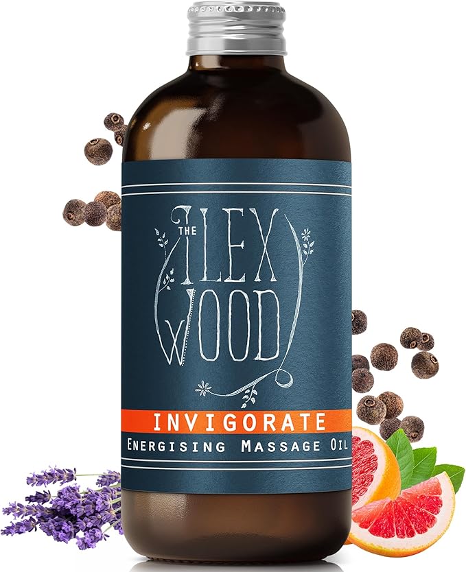 The Ilex Wood - Invigorate - Vegan Natural Energising Spa Massage Oil, Handmade - 3.38 fl oz (100ml)
