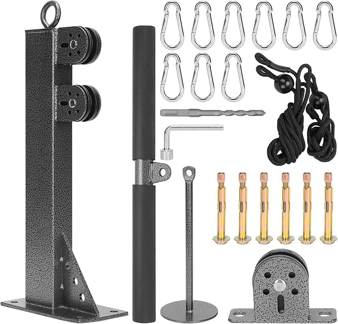Acouto Wall Mount Fitness Pulley Attachment for Strength Training, Cable System for Home Gym Workout Equipment