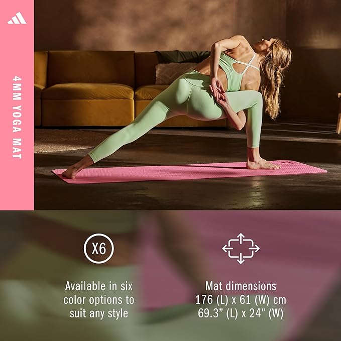 adidas Yoga Mat - Eco Friendly - Non Slip, Durable Textured Surface