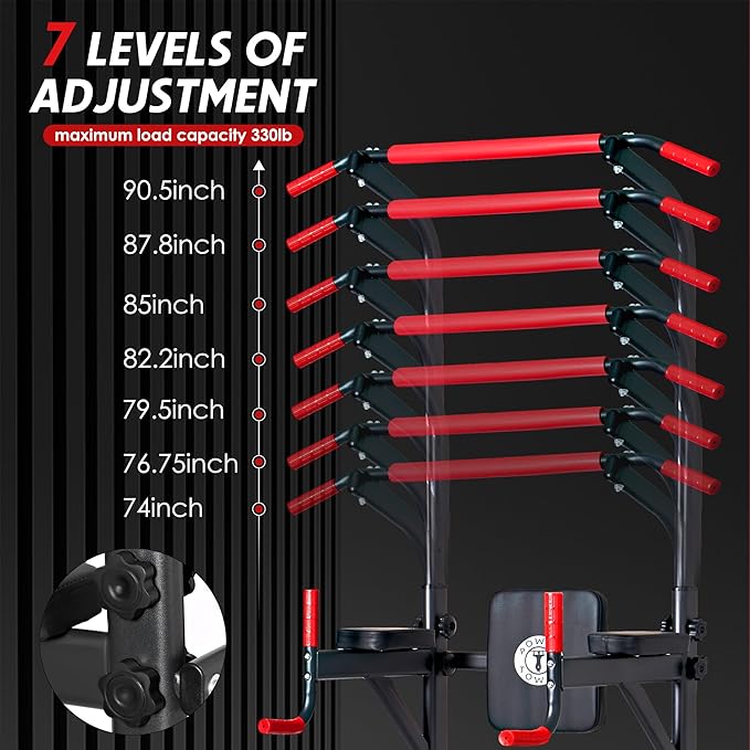 Dland Strength Training Dip Stands, Stand-Up Gym with Bench, Adjustable Bench Press Machine, Home Gym Weightlifting Equipment, Pull-Up Bar Multi-Function Adjustable Leg Press Machine for Weightlifting, Bodybuilding, CrossFit, Yoga, Pilates