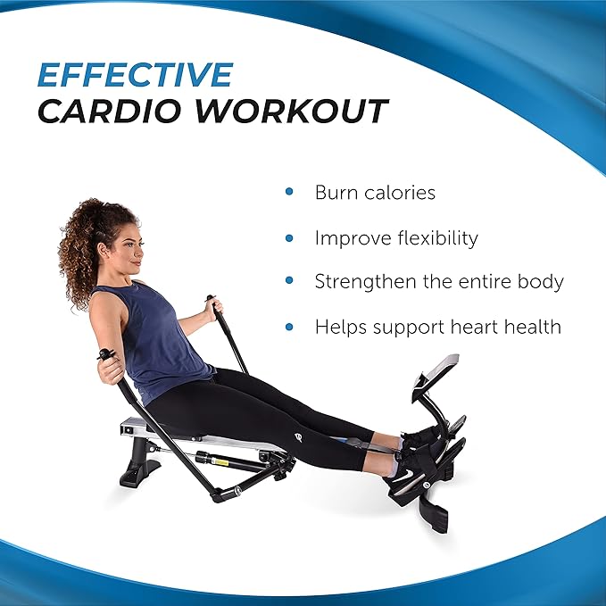 Stamina Hydraulic Rowing Machine, BodyTrac Glider with Cylinder Resistance, 250 Lbs - Home and Gym Exercise Equipment - Ideal for Fitness Training and Body Workout