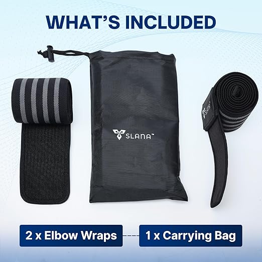 Elbow Wraps for Weightlifting – 40” Long Adjustable Compression - Elbow Sleeves Weightlifting Men with Hook-and-Loop Closure – Support for Heavy Pressing, Strength Training & Lifting Stability