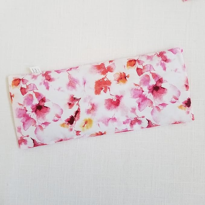 Lavender Eye Pillow with Washable Cover – Handmade Aromatherapy Eye Mask | Pink Watercolor Print