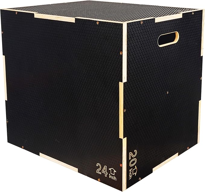 Fitvids 3 in 1 Non-Slip Wooden Plyo Box Plyometric Box Jumping Exercise, Multiple Sizes