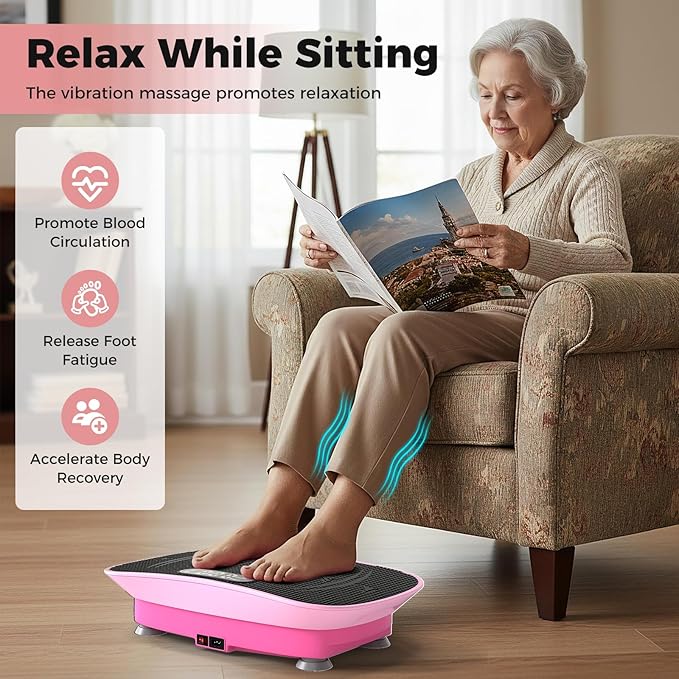 GYMAX Vibration Plate Exercise Machine, Vibration Plate with 10-Level Intensity, LED Display & Remote Control, Body Vibrating Plates Stand Shaking Platform Fat Burning Machine