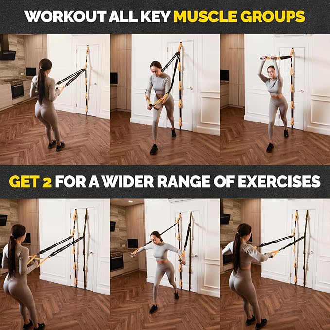 Tribe Lifting Adjustable Resistance Band Anchor - Door Anchor with 5 Loops & Metal Rings, Durable Nylon Strap for Full-Body Workouts