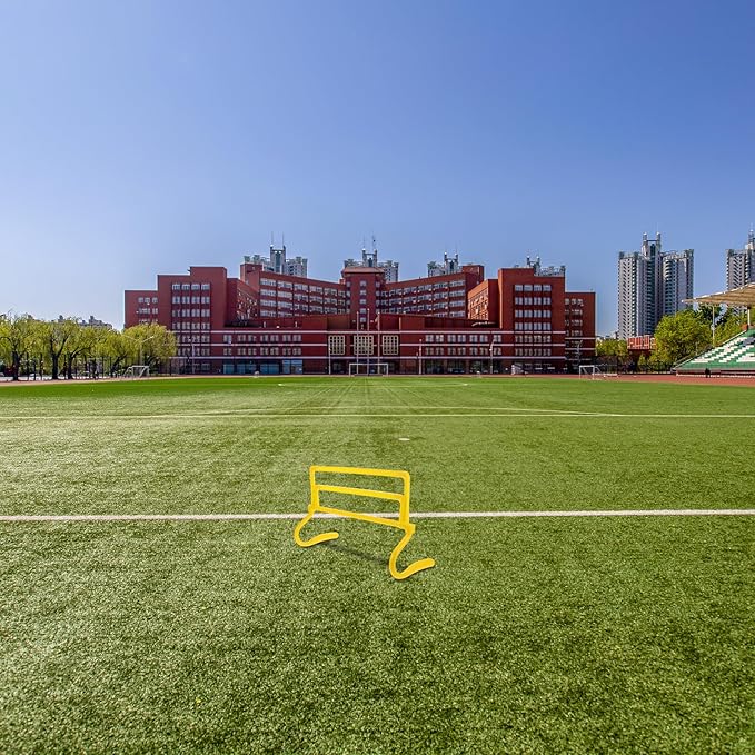 Adjustable Height Football Agility Hurdles Set, Foldable Yellow Training Speed Jumping Equipment for Athletes Indoor Outdoor Footwork Drills
