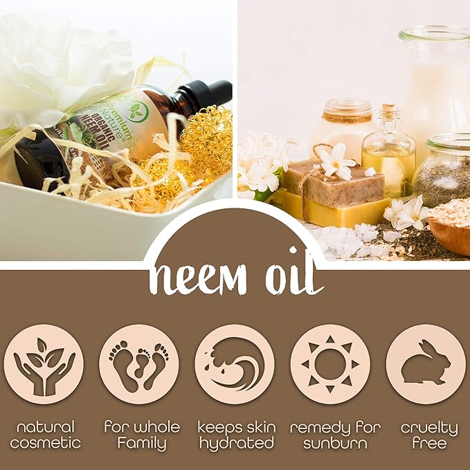 Organic Neem Oil for Skin and for Hair 100% Pure Cold Pressed Neem Oil for Essential Oil Mixing Massage Oils Nem Oils Spray for Indoor Plants 4 oz