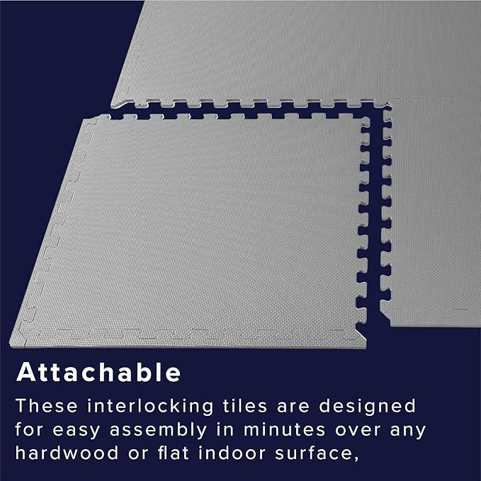 We Sell Mats 3/8" Thick Multipurpose EVA Foam Exercise Floor Mat, Interlocking Tiles, Anti-Fatigue for Home or Gym