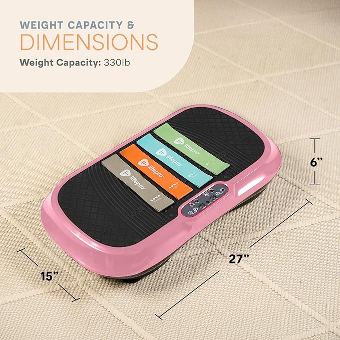 Lifepro Waver Vibration Plate Exercise Machine for Lymphatic Drainage, Muscle Activation, Full-Body Workout Vibrating Platform with Loop Bands, Fitness Equipment for Strength Toning & Fat Loss