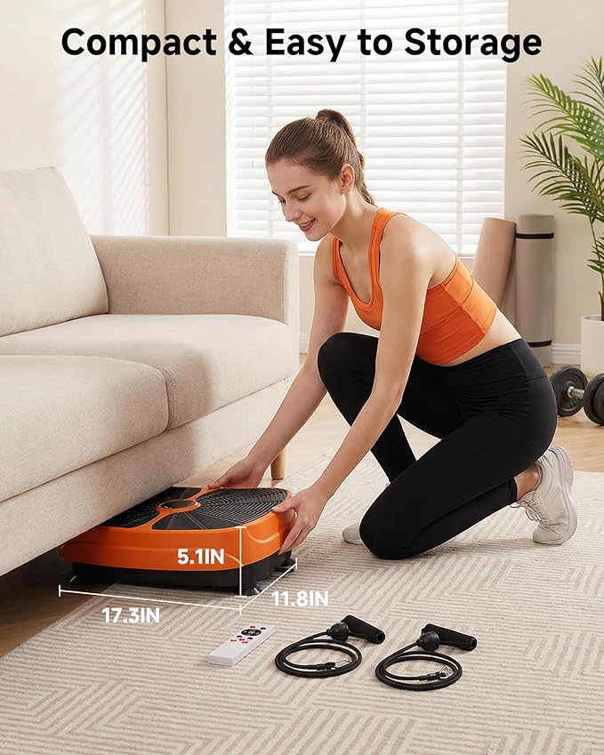 GORISE Vibration Plate Exercise Machine for Lymphatic Drainage & Weight Loss - Full Body Workout Fitness Platform with Remote, Vibrating Plate Home Gym Equipment for Muscle Relief, Orange