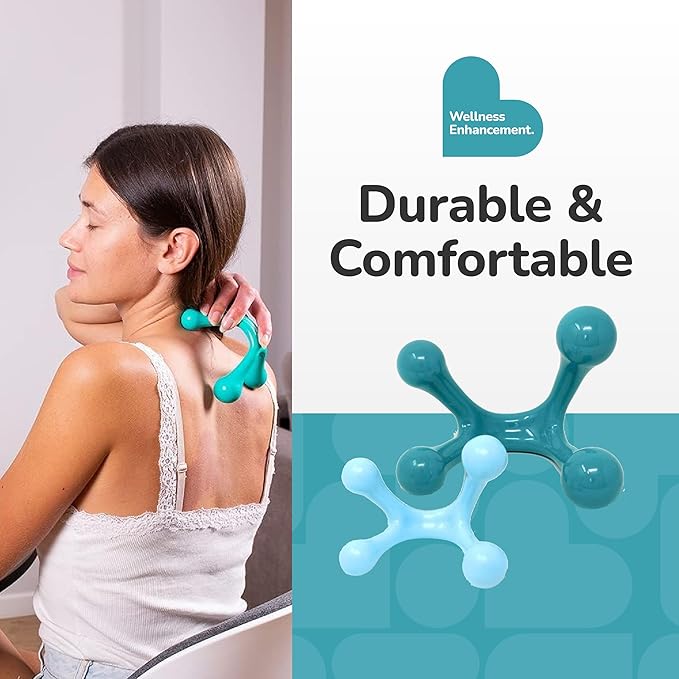 BioSwiss 2-Pack Handheld Full Body Massager, 4-Leg Pressure Point Tool for Back, Neck, and Shoulder, Includes 1 Large and 1 Small
