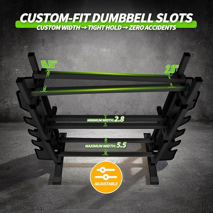 Heavy Duty Dumbbell Rack, Double-Side Extension Holder for Dumbbells & Kettlebells Home Gym Storage Rack