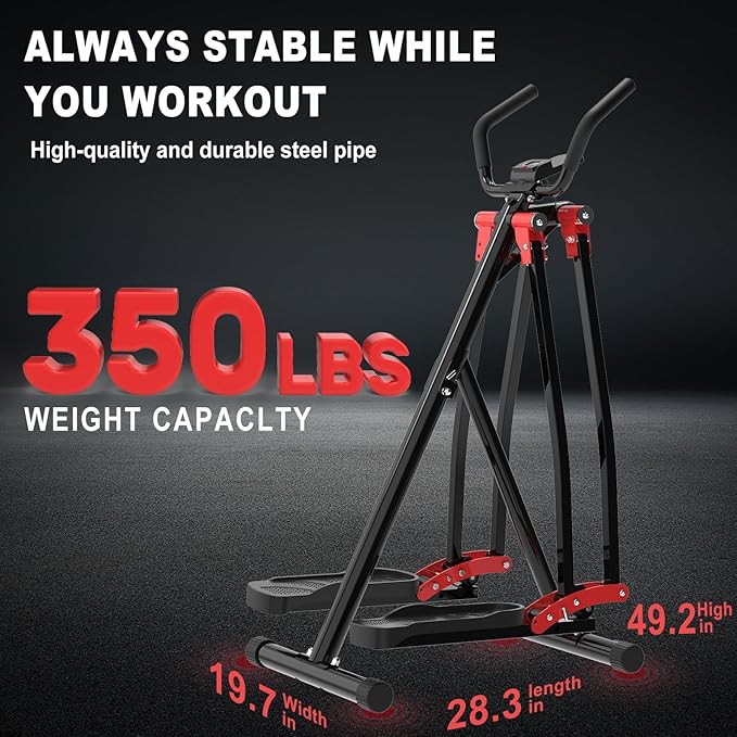 Air Walker Exercise Machine, Cardio Cross Trainer Glider for Home Exercise, Foldable Elliptical for Small Spaces, 350LBS Weight Capacity