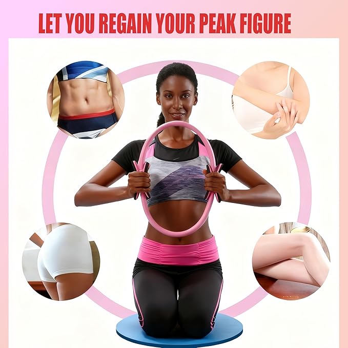Home Pilates Kit for Women, Pilates Equipment Ring Set with Magic Circle, Body Tape Measure, D Grip Dumbbells, Pilates Ball, Massage Ball, Yoga Socks and Resistance Bands