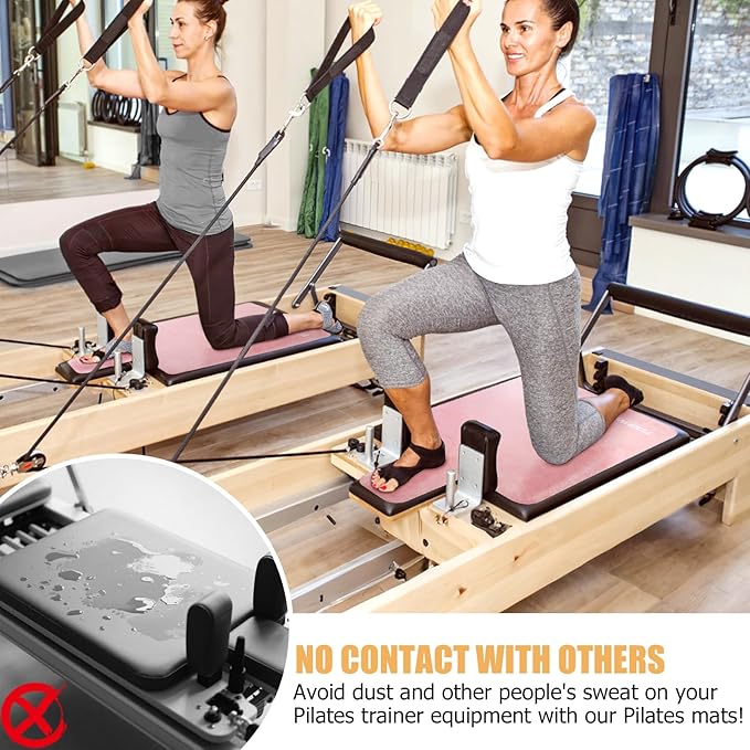 Pilates Reformer Mat Towel - 39in x 24in Non-Slip Suede Pilates Reformer Mat Cover for Pilates Enthusiast to Practice, Lightweight - Soft Surface - Silicone-Backing, Sweat-Wicking, Quick-Drying