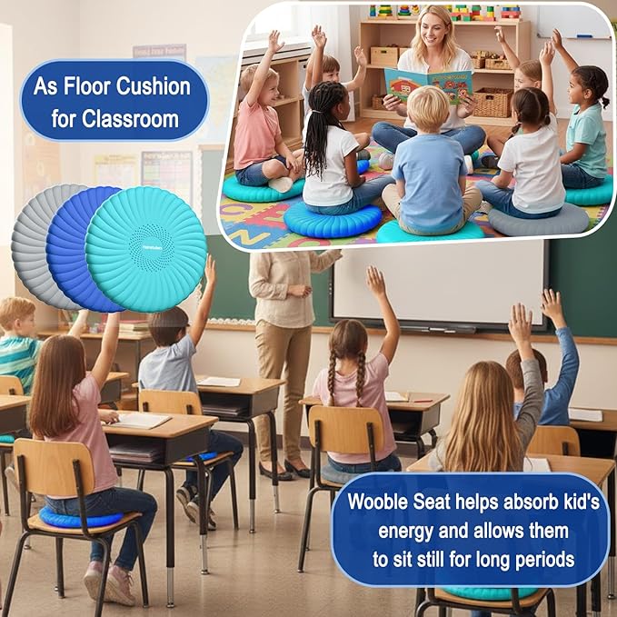 Wobble Cushion Core Balance Disc, Wiggle Seat for Sensory Kids to Stay Focused, Non-slip Balance Pads with Inflation Pump for Physical Therapy & Core Strength