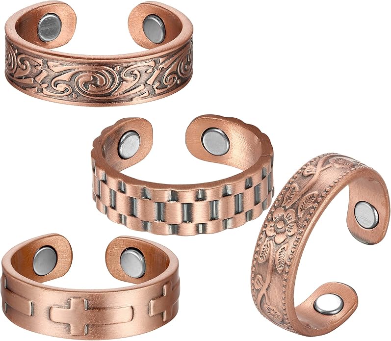 BioMag Magnetic Rings, Pure Copper Rings for Men Women, Adjustable Fingers Thumb Ring Jewelry Gift