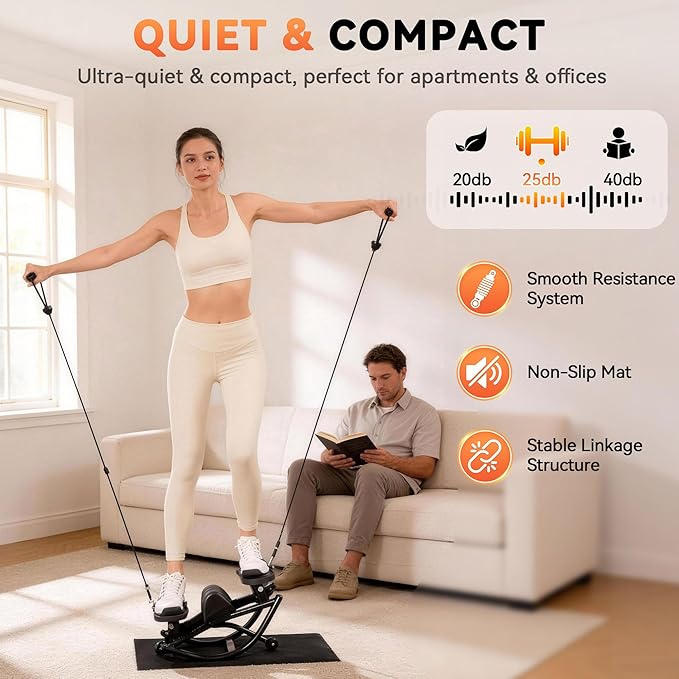 Gannyfer Rock Stepper with Digital Display, Side to Side Lateral Stepper Machine with Resistance Bands for Home Workout, Low-Impact Fitness Equipment for Legs, Glutes & Core