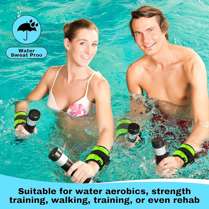 2 Pairs Ankle Wrist Weights for Land or Aquatic Exercise Aqua Cuffs Aqua Aerobics Fitness Bands for Ankle and Wrist Adjustable Weights for Swimming Pool Workout Equipment