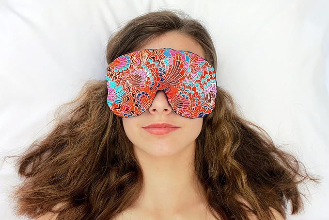Handmade Weighted Sleep Eye Mask Yoga Pillow - Flax Seed Fill - Lavender Scented - Frilly Fiesta - TEMFL-FF