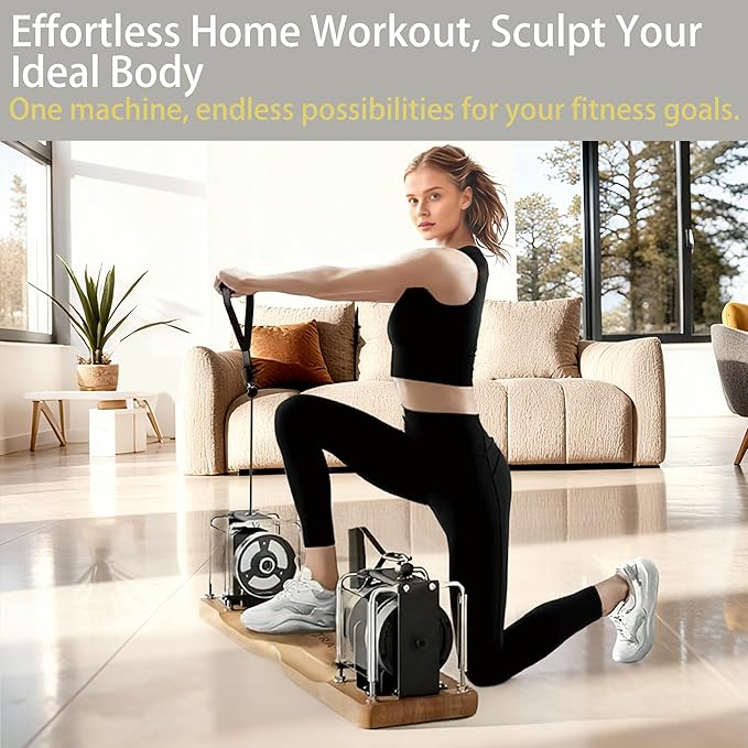 Portable Pilates Reformer Alternative – Adjustable Resistance Bar System for Full-Body Core, Legs & Glutes Training | Pilates Machine for Strength, Posture & Flexibility