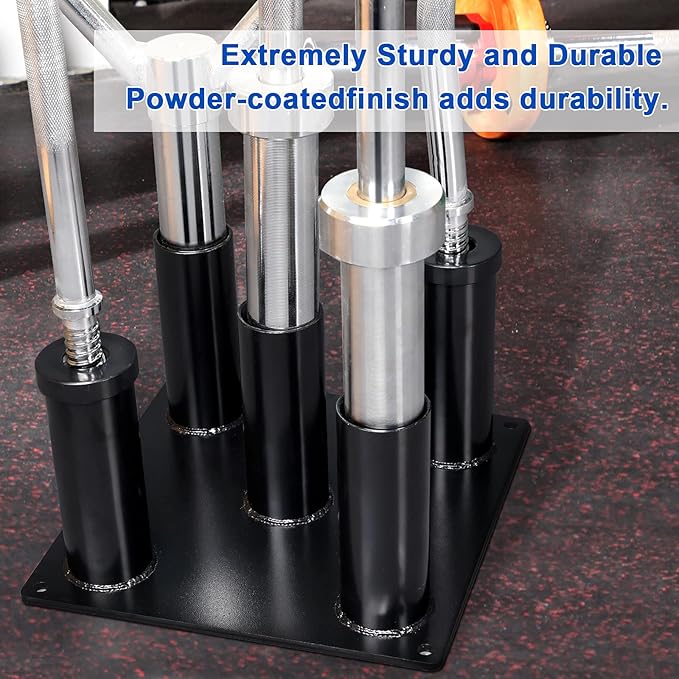 Eapele Barbell Storage Holder for 1" and 2" Olympic Bars EZ-Bars Trap Bars (5 Bars)