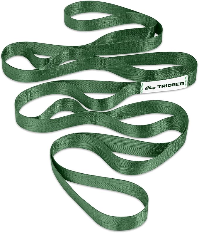 Trideer Stretching Strap for Physical Therapy & Home Rehab, Non-Elastic Yoga Stretch Strap with Loops for Mobility, Yoga & Pilates Stretching