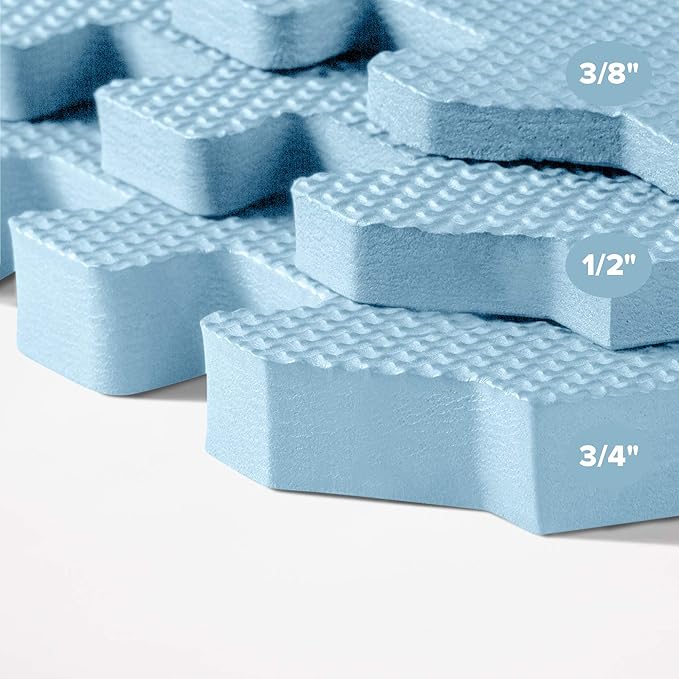 We Sell Mats 3/8" Thick Multipurpose EVA Foam Exercise Floor Mat, Interlocking Tiles, Anti-Fatigue for Home or Gym