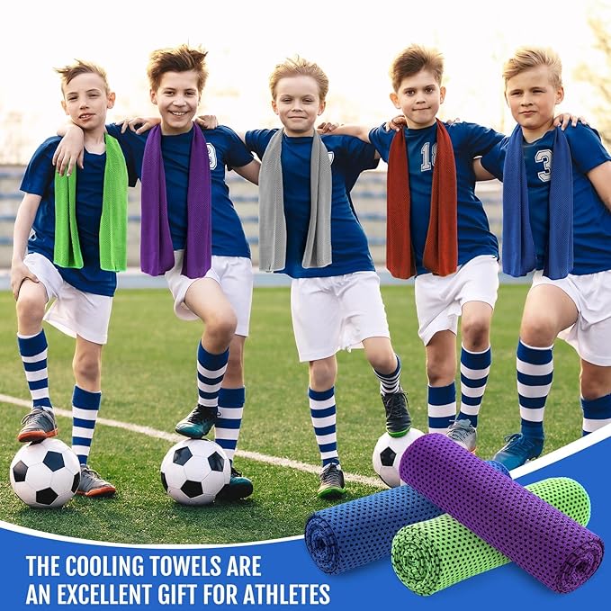Hosuly 12 Pieces Cooling Towels for Hot Weather Soft Breathable Cold Towel Yoga Towels for Sweat, Sports, Workout, Fitness, Gym, Running, Travel Camping, 12 x 40 Inch (Assorted Colors)