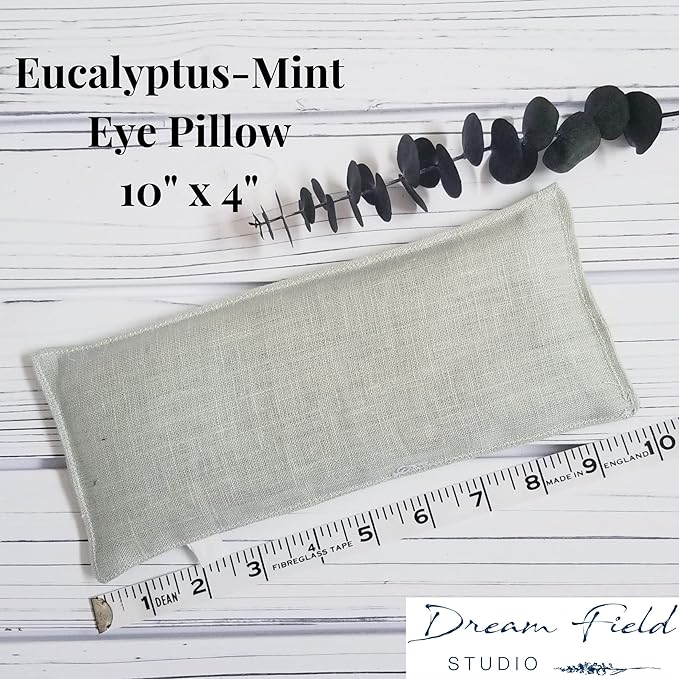 Mint Eye Pillow with Washable Cover – Handmade Aromatherapy Eye Pillow for Yoga, Meditation & Relaxation | Blue Spa Print
