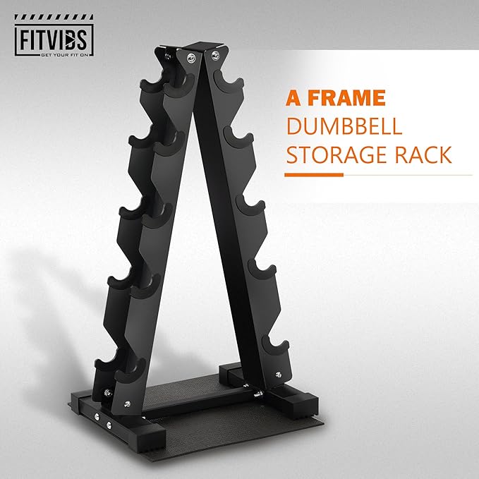 Fitvids A-Frame Dumbbell Weight Rack, Vertical Storage Rack for Dumbbells, Weight Stand Only for Home Gym Space Saver, 4-Tier or 5-Tier Option