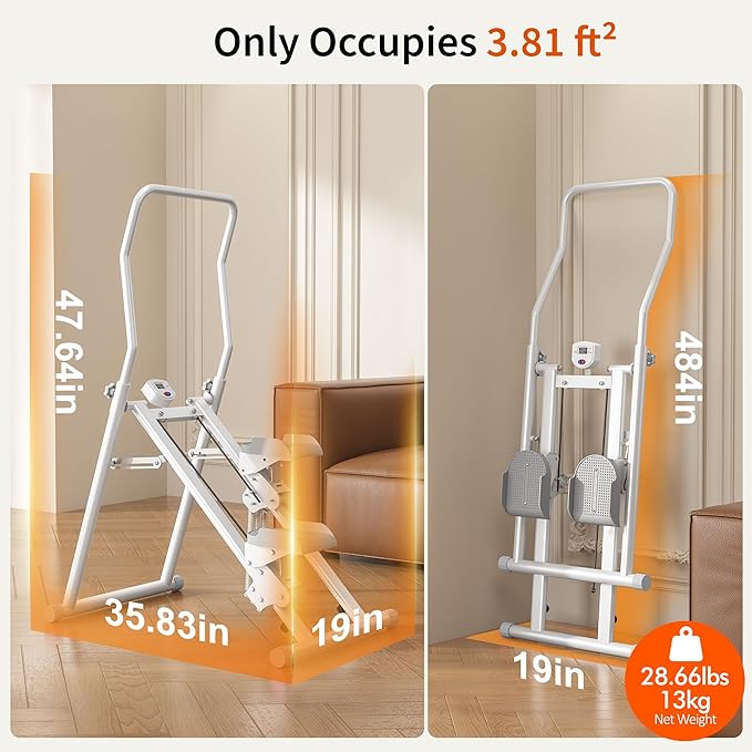MOMODA Stair Stepper Resistance Adjustable Folding Vertical Climber Machine for Home Gym Full-Body Workout