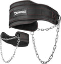 DMoose Fitness Dip Belt for Weight Lifting, Pullup, Squats & Dips - 36" Robust Steel Chain, Comfortable Neoprene Padding Supports 350lbs - Gym Weight Belt for Strength Training Workout & Weightlifting
