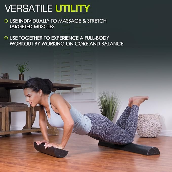 ProsourceFit High Density Foam Rollers - inches long. Firm Full Body Athletic Massager for Back Stretching, Yoga, Pilates, Post Workout Trigger Point Release