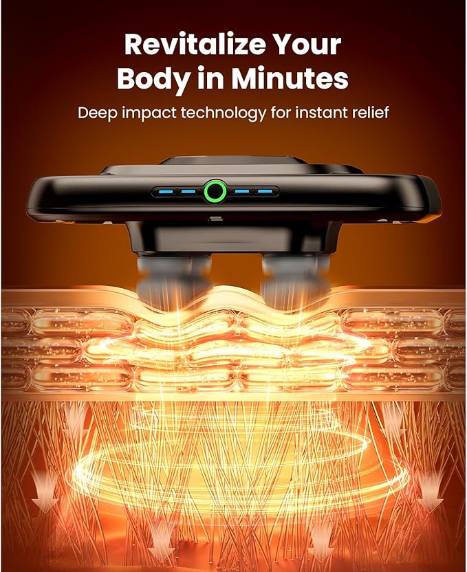 BOB AND BRAD A1 4-Head Massage Gun Deep Tissue, FSA Eligible/HSA Eligible, 4X Pain Relief Efficiency, Replaceable Massager Heads & Plate, Electric Percussion Massage Gun Tool for Back, Leg, Muscle