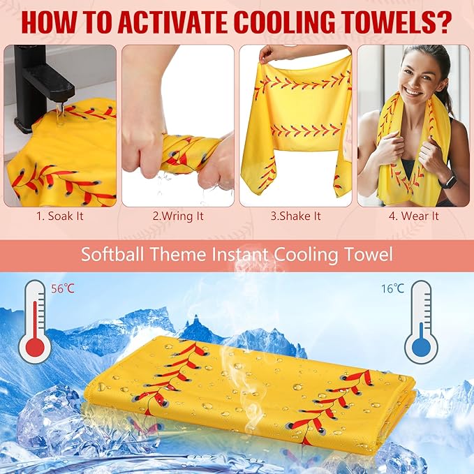 12 Pcs Cooling Towel Baseball Football Basketball Breathable Chilly Softball Soccer Ice Towel, 40"x12" Tennis Microfiber Accessories for Player