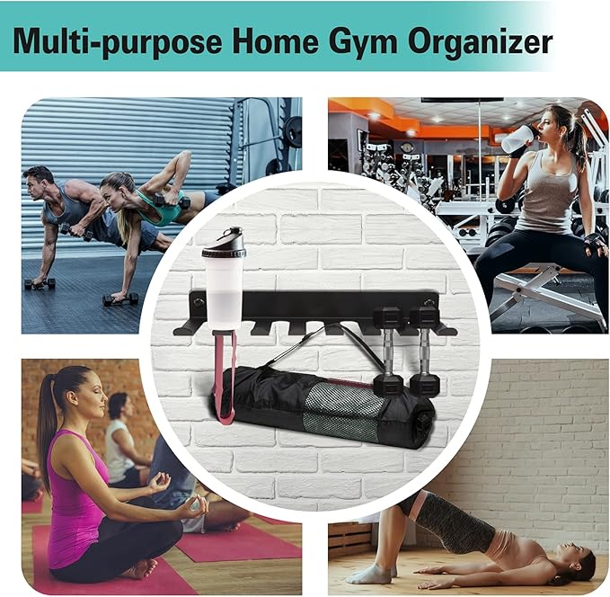 Multi-Purpose Gym Storage Rack Resistance Bands Hook Home Gym Accessories Storage Fitness Bands Rack Heavy Duty Rack for Resistance Bands, Straps, Jump Ropes, Foam Rollers, Chains