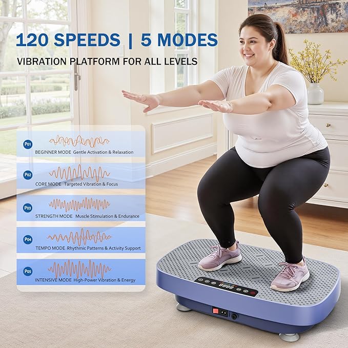Vibration Plate Exercise Machine, Vibrating Plate for Lymphatic Drainage, Shake Plate Whole Body Waver Vibration Plate Platform, Fitness Equipment for Weight Loss Fat Burner for Women Men