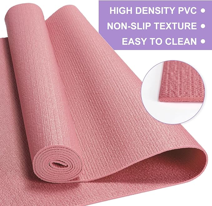 24 Pack 3 mm Thick Yoga Mat Bulk, Non Slip Exercise Workout Fitness Pad for Women Men, Gym Home Yoga Pilates, Easy to Clean, Sturdy PVC
