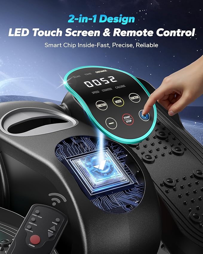 MERACH Under Desk Elliptical Machine, Leg Exerciser While Sitting for Seniors with Remote Control & 12-Speeds, Quiet Portable Electric Seated Pedal Exerciser Machine for Home Office