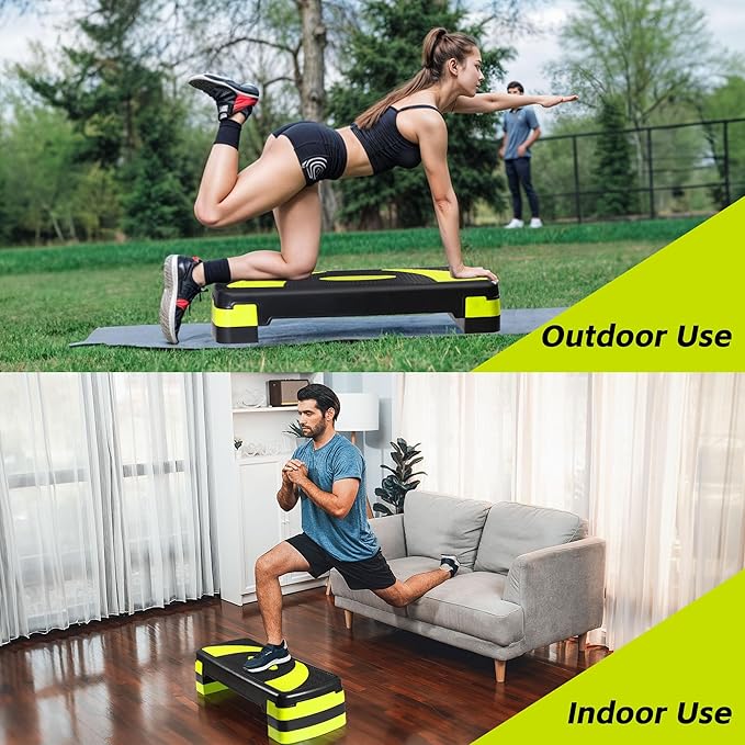HomGarden Adjustable Workout Aerobic Stepper in Fitness & Exercise Step Platform Trainer Stepper w/Risers Adjust 4"-6''-8''