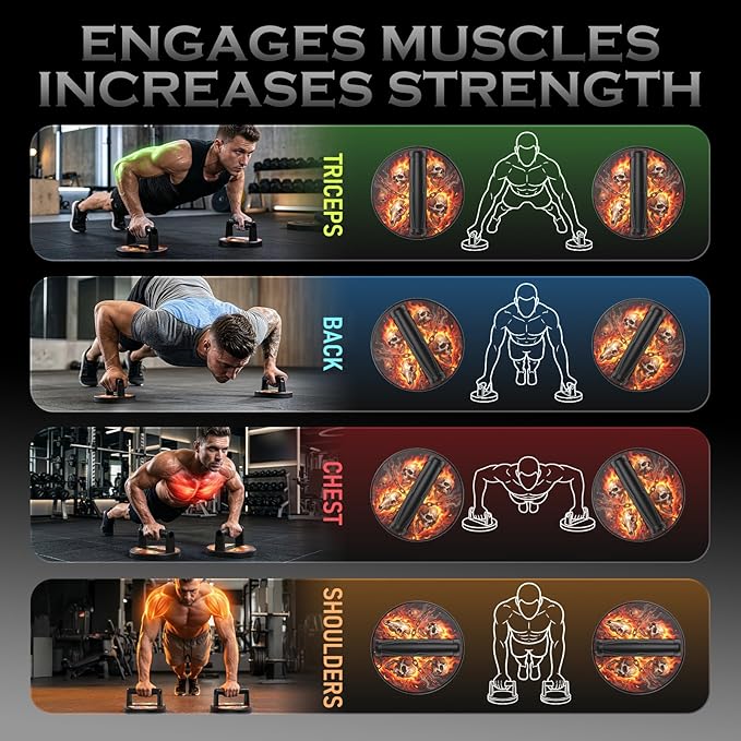 Push Up Bars Strength Training Equipment, Ergonomic Grips, 7.48" Base for Increased Stability, Home Gym Equipment, Push Up Stands Handle for Floor Workouts ﻿