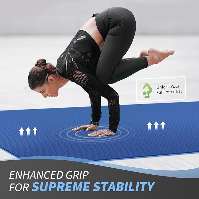 CAMBIVO Large Yoga Mat (6'x 4'), Extra Wide Workout Mat for Men and Women, 0.24''/0.32''/0.4''/0.48'' Thick Exercise Fitness TPE Mat for Home Gym, Yoga, Pilates, Workout (Barefoot Exercise)