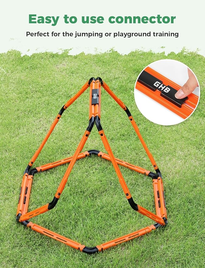 GHB Hex Agility Rings (6 Set) with Carry Bag, Portable Hexagon Speed Rings for Footwork Training, Football, Soccer, Boxing, Adjustable Layout for Drills & Fitness
